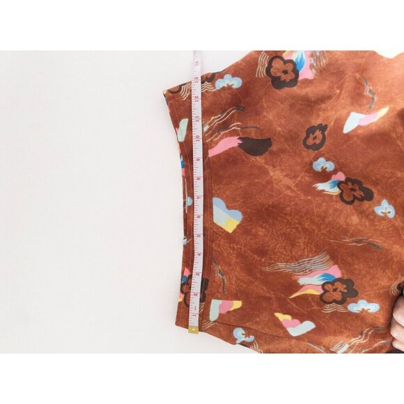 Vintage 1960s Jean Nicolas A-Line Midi Skirt Mod Abstract Print Size 40 Brown Mu - Picture 5 of 5